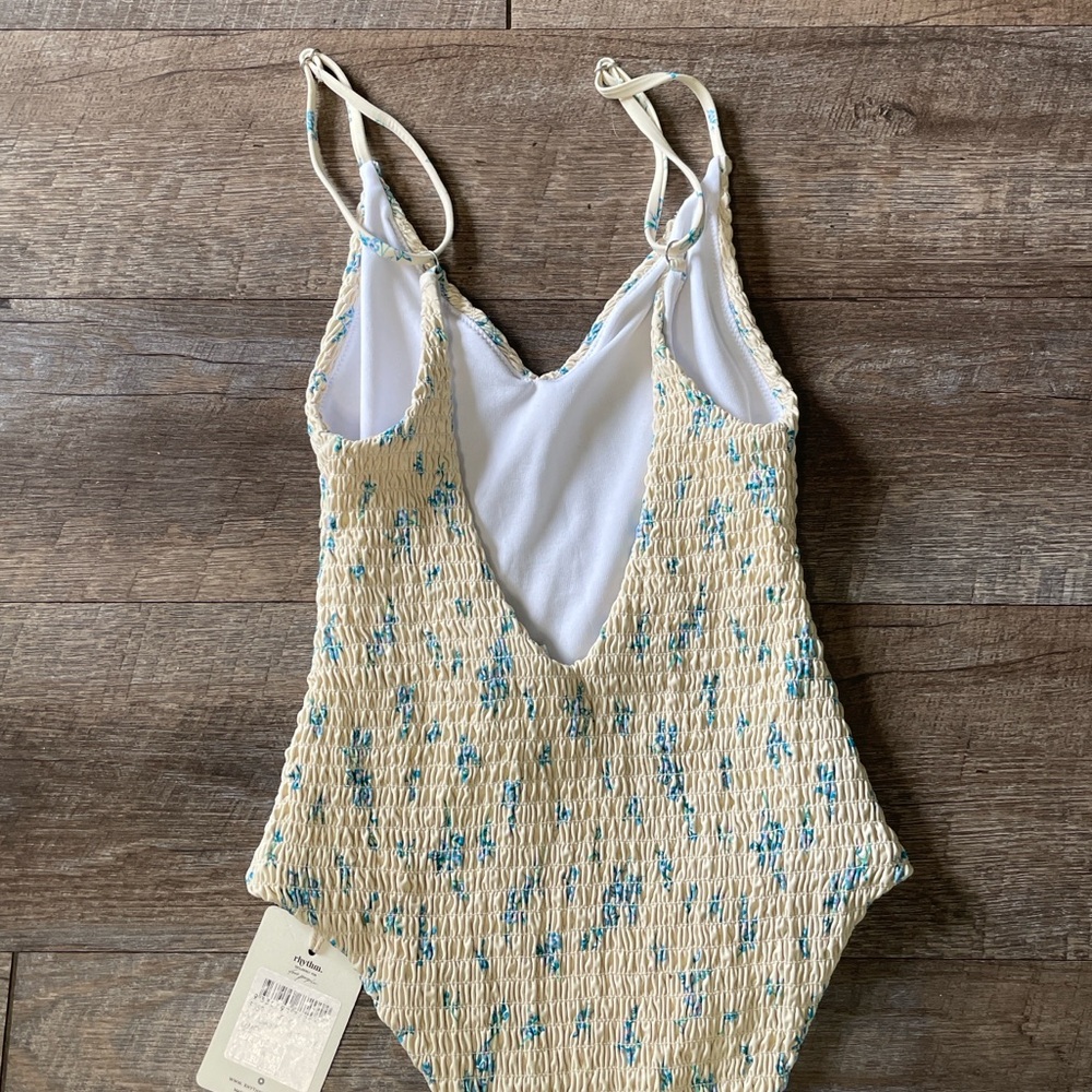 NWT Rhythm. Free People Georgia Smocked Floral One Piece Swimsuit - Picture 4 of 5